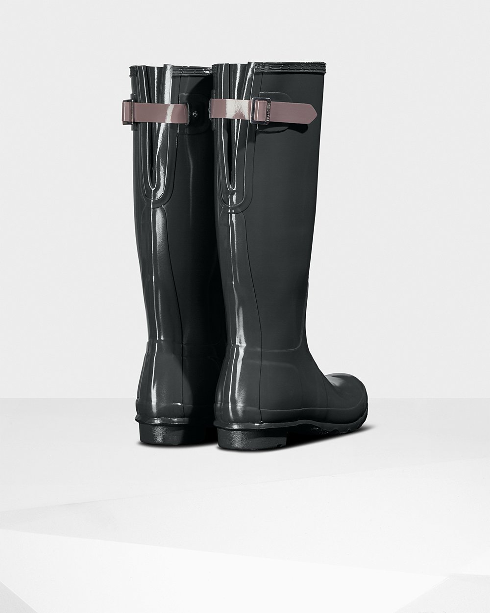 Women Hunter Original Back Adjustable Gloss | Tall Rain Boots Deep Green/Purple | NZ-93560-VPTG